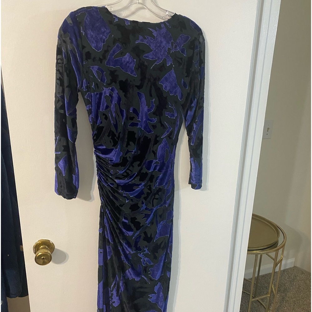 Jean Paul Gautlier Fuzzi velvet burnout dress in sapphire and black velvet